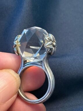 Clear Crystal Statement Ring - Sterling Silver Women’s Fashion Ring